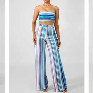 Tube Top Stripe Pants set